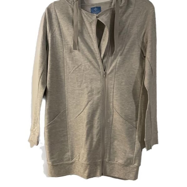 Simply Vera Vera Wang Women's Heather Grey Asymmetrical Zip Hoodie Tunic Jacket
