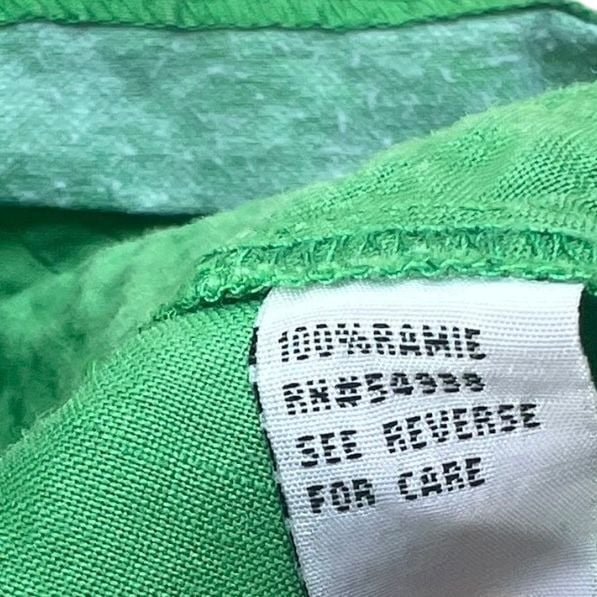Appraisal Green 100% Ramie Pleated Button-Front Lightweight Jacket Size S 5