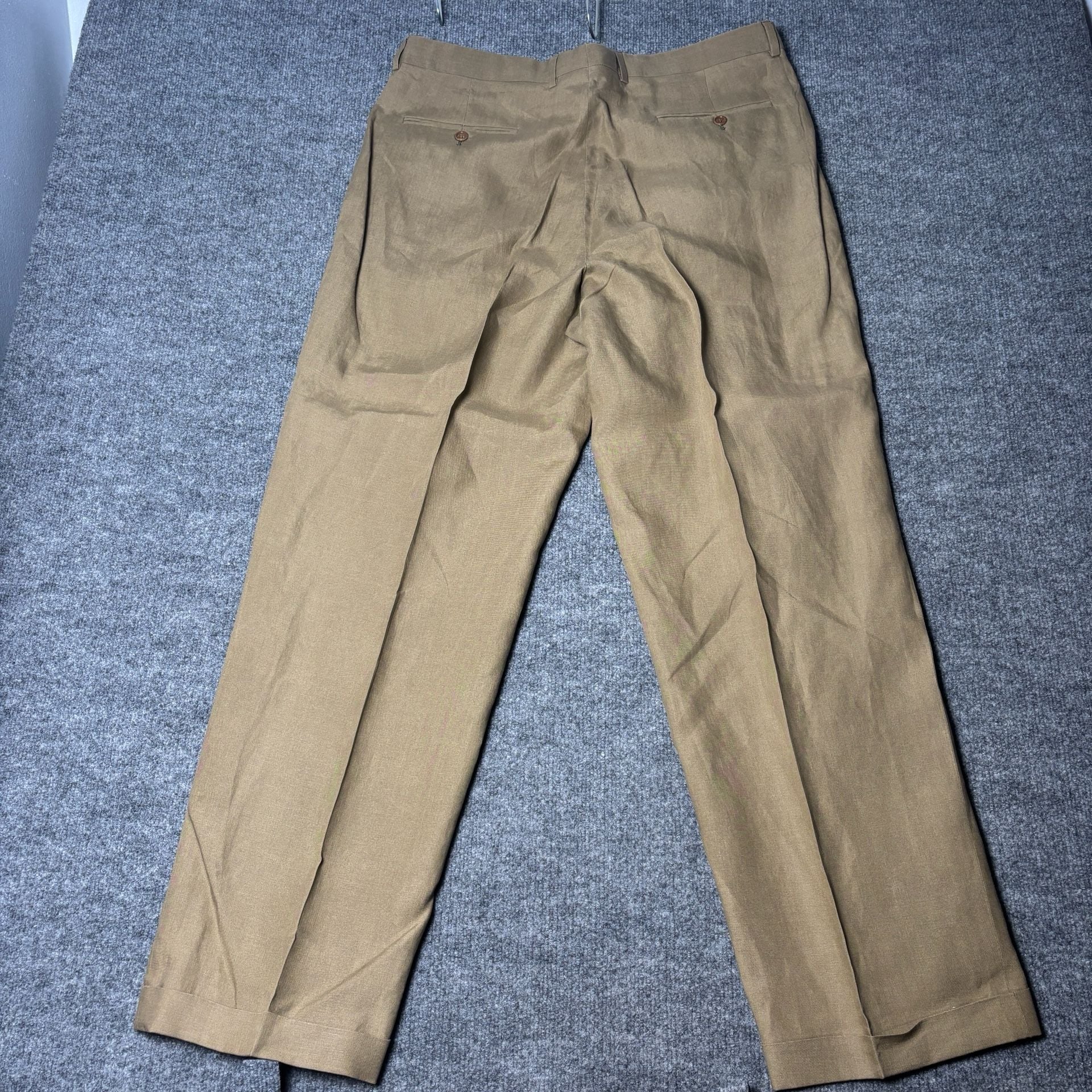 Vintage Beau Brummel 2-Piece Suit Mens 44L 36x34 Linen Beige Pleated Italy 8