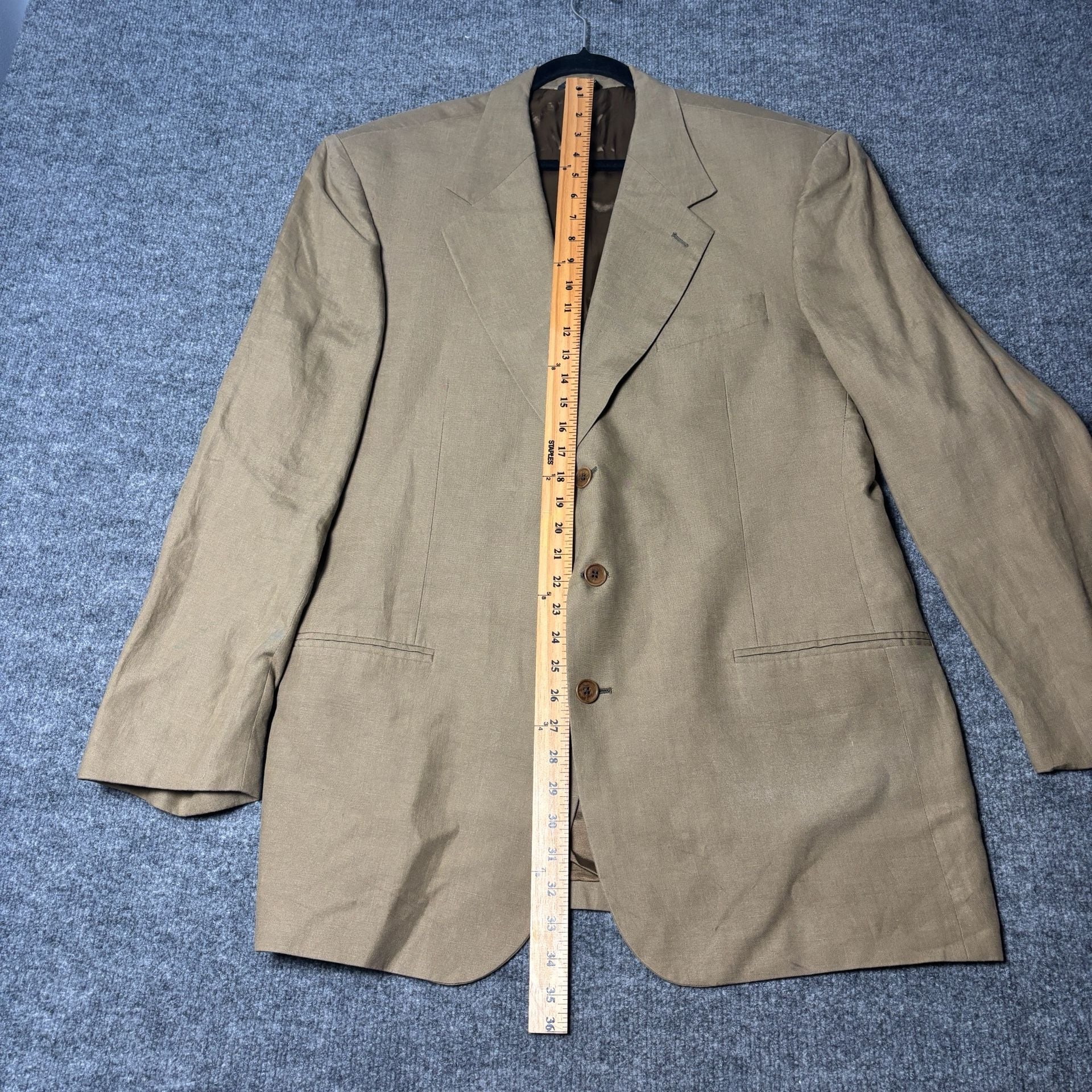 Vintage Beau Brummel 2-Piece Suit Mens 44L 36x34 Linen Beige Pleated Italy 13