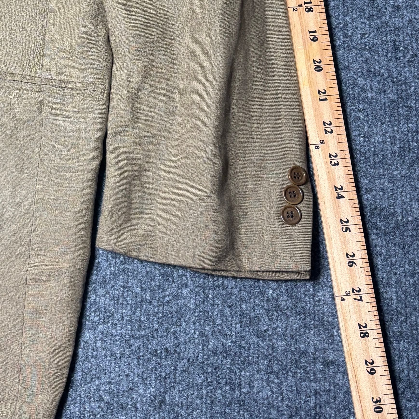 Vintage Beau Brummel 2-Piece Suit Mens 44L 36x34 Linen Beige Pleated Italy 18