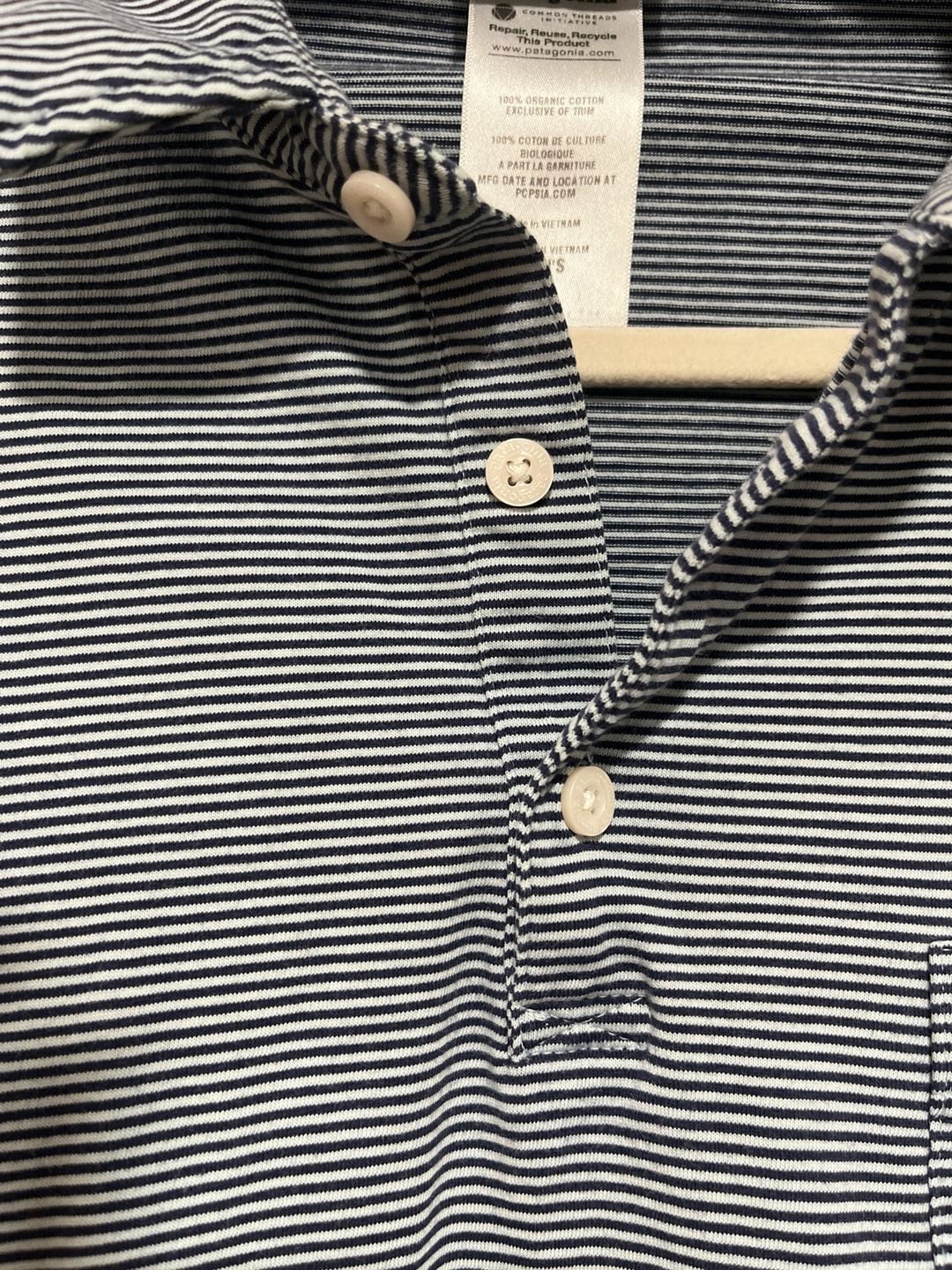 Patagonia Men's 100% Organic Cotton Striped Squeaky Clean Polo Shirt Size Medium 7