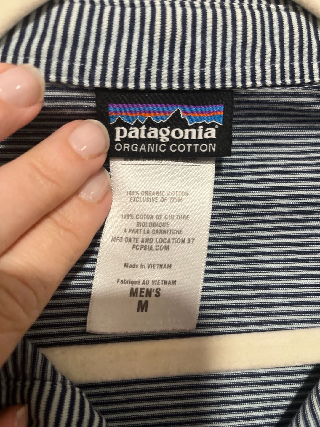 Patagonia Men's 100% Organic Cotton Striped Squeaky Clean Polo Shirt Size Medium 4