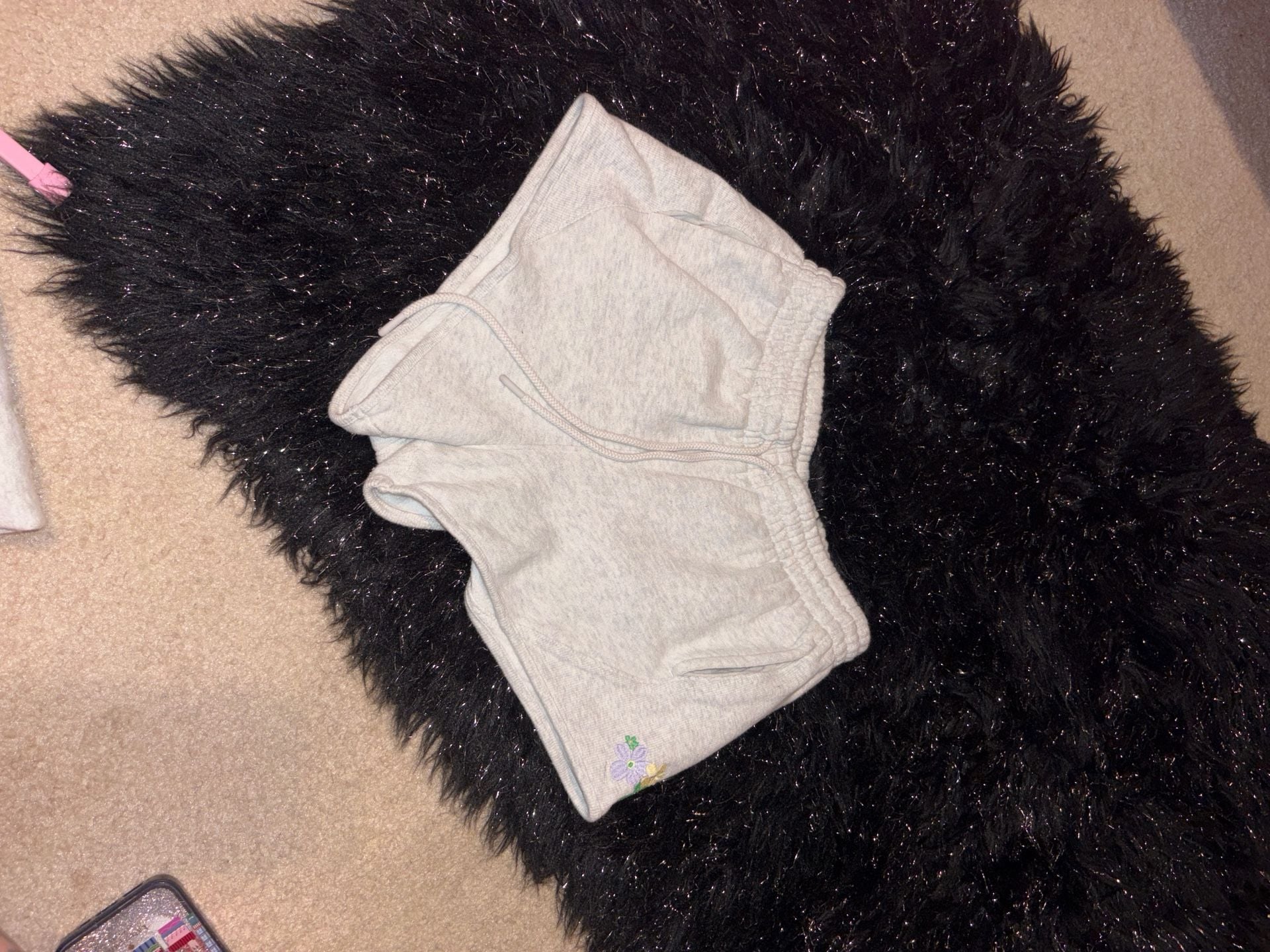 Victoria's Secret PINK Embroidered Floral Fleece Joggers and Shorts Lounge Set 5