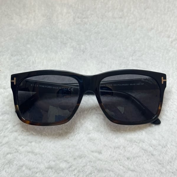 Tom Ford Barbara TF376 05D Black/Havana Polarized Rectangular Sunglasses