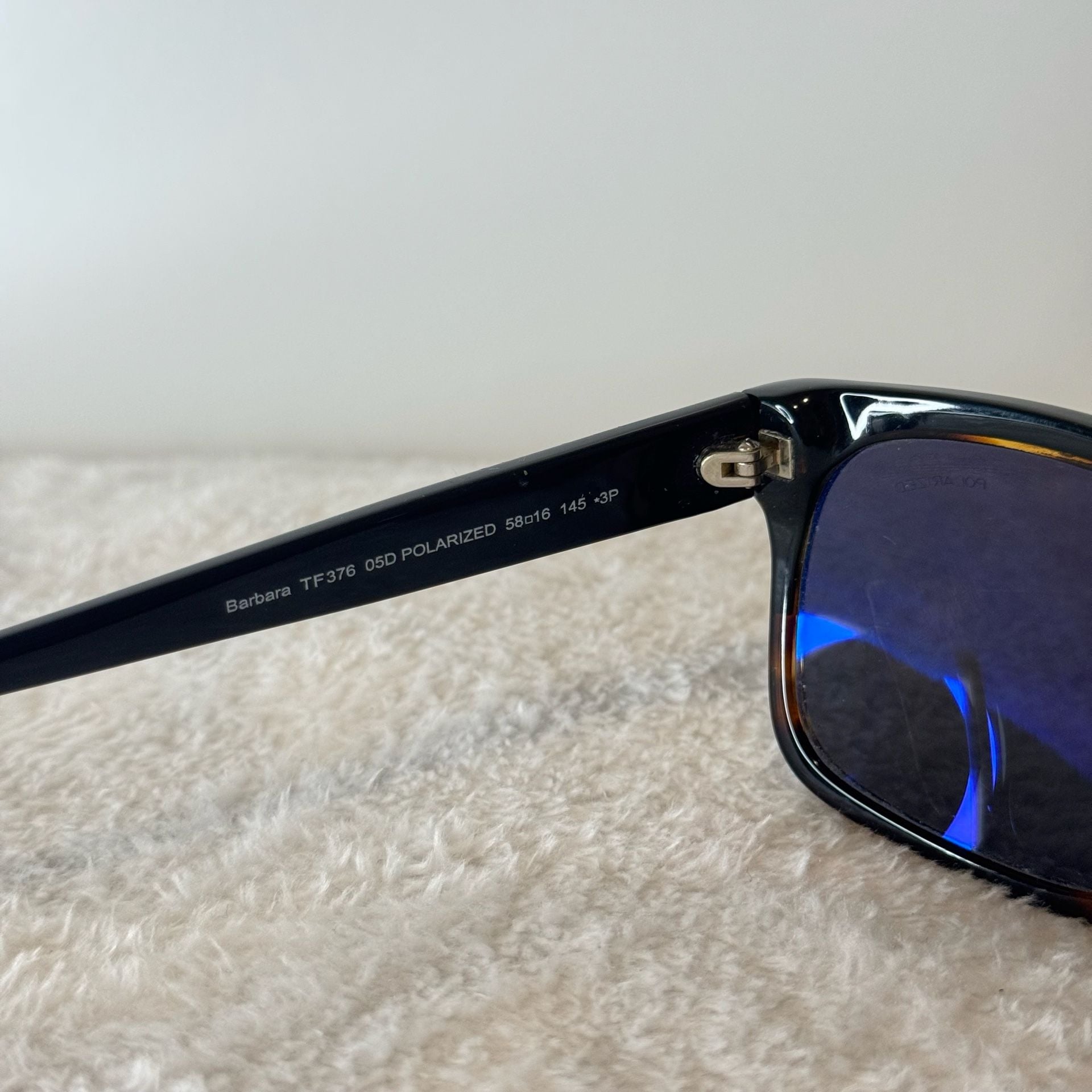 Tom Ford Barbara TF376 05D Black/Havana Polarized Rectangular Sunglasses 6
