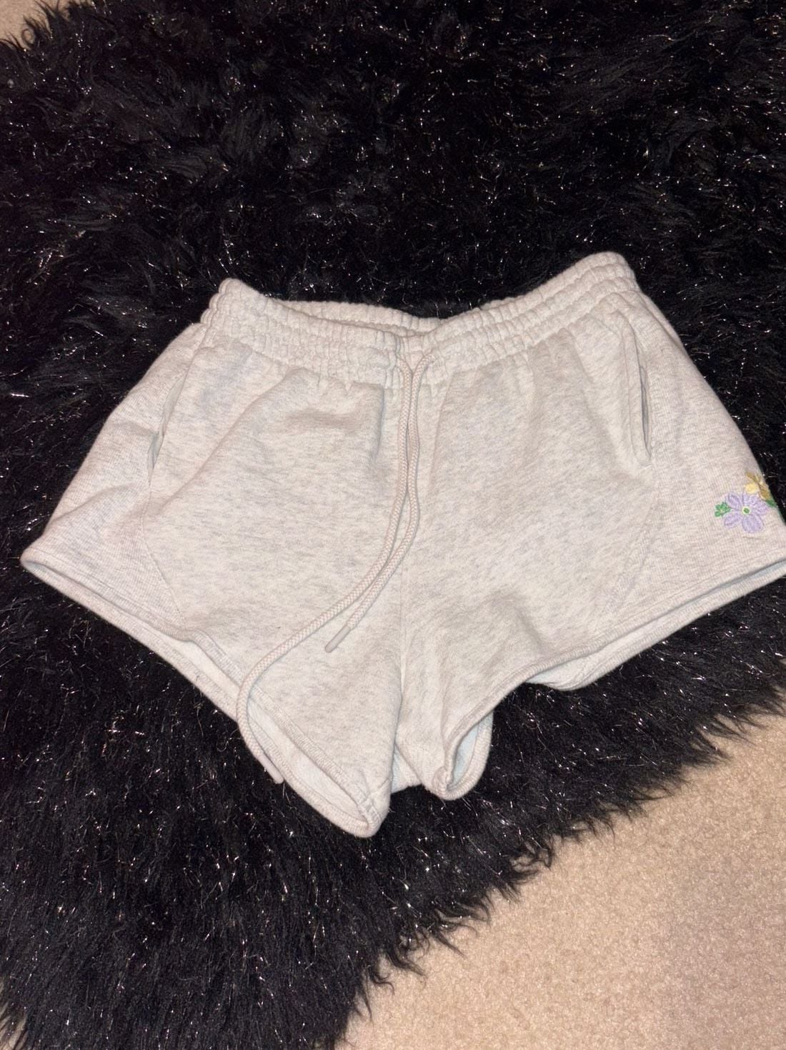 Victoria's Secret PINK Embroidered Floral Fleece Joggers and Shorts Lounge Set 4
