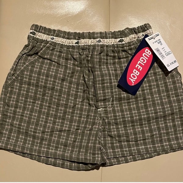 Vintage Bugle Boy Toddler Boys 2-Piece Set: Gingham Shorts (3T) and Henley Shirt (2T) NWT SOLD SEPARATELY