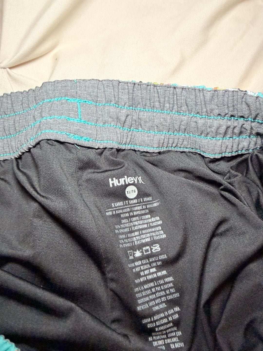 Hurley Men's Rainbow Palm Tree AOP Volley Swim Trunk Shorts Aqua XL 5