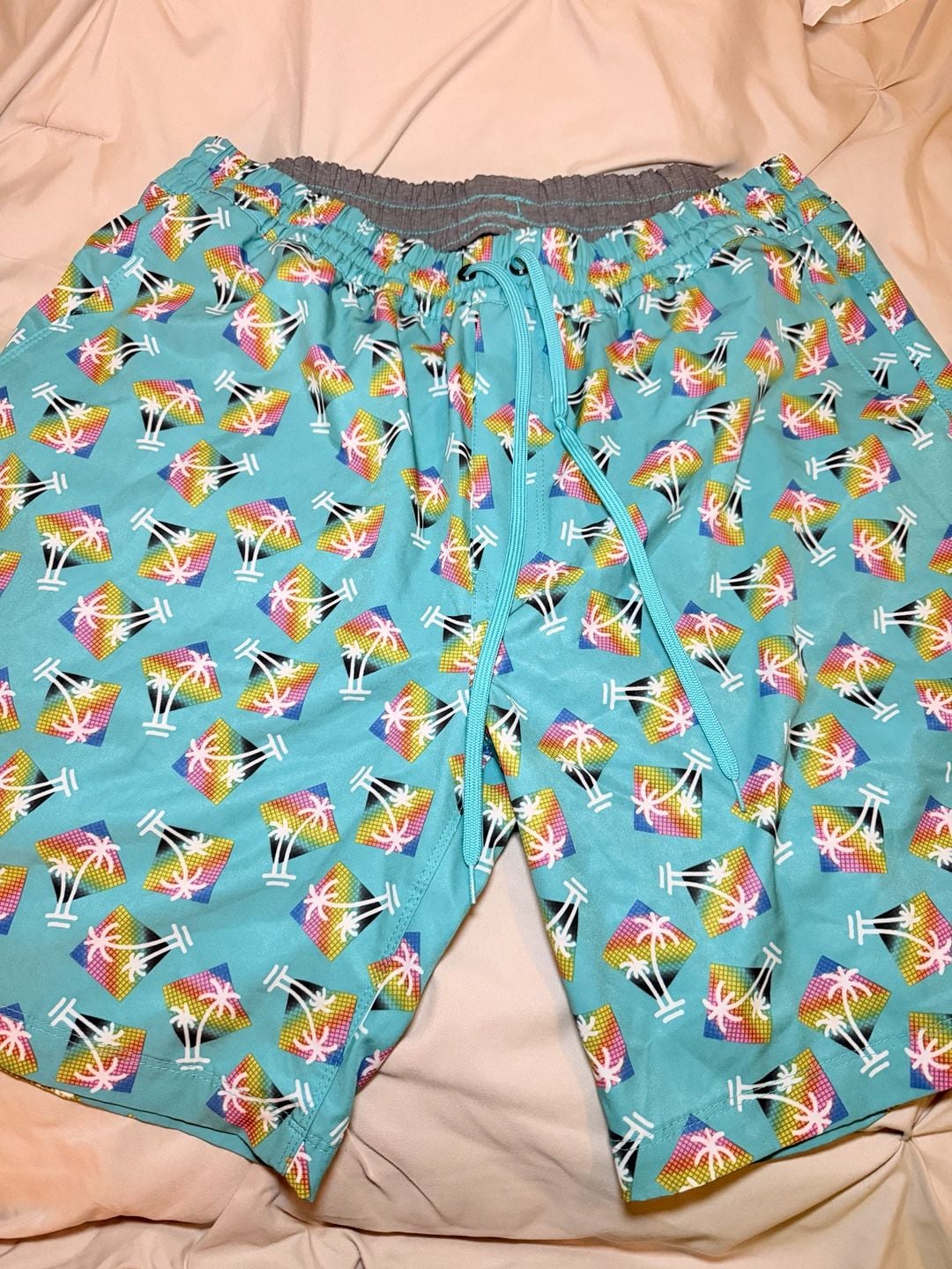 Hurley Men's Rainbow Palm Tree AOP Volley Swim Trunk Shorts Aqua XL 9