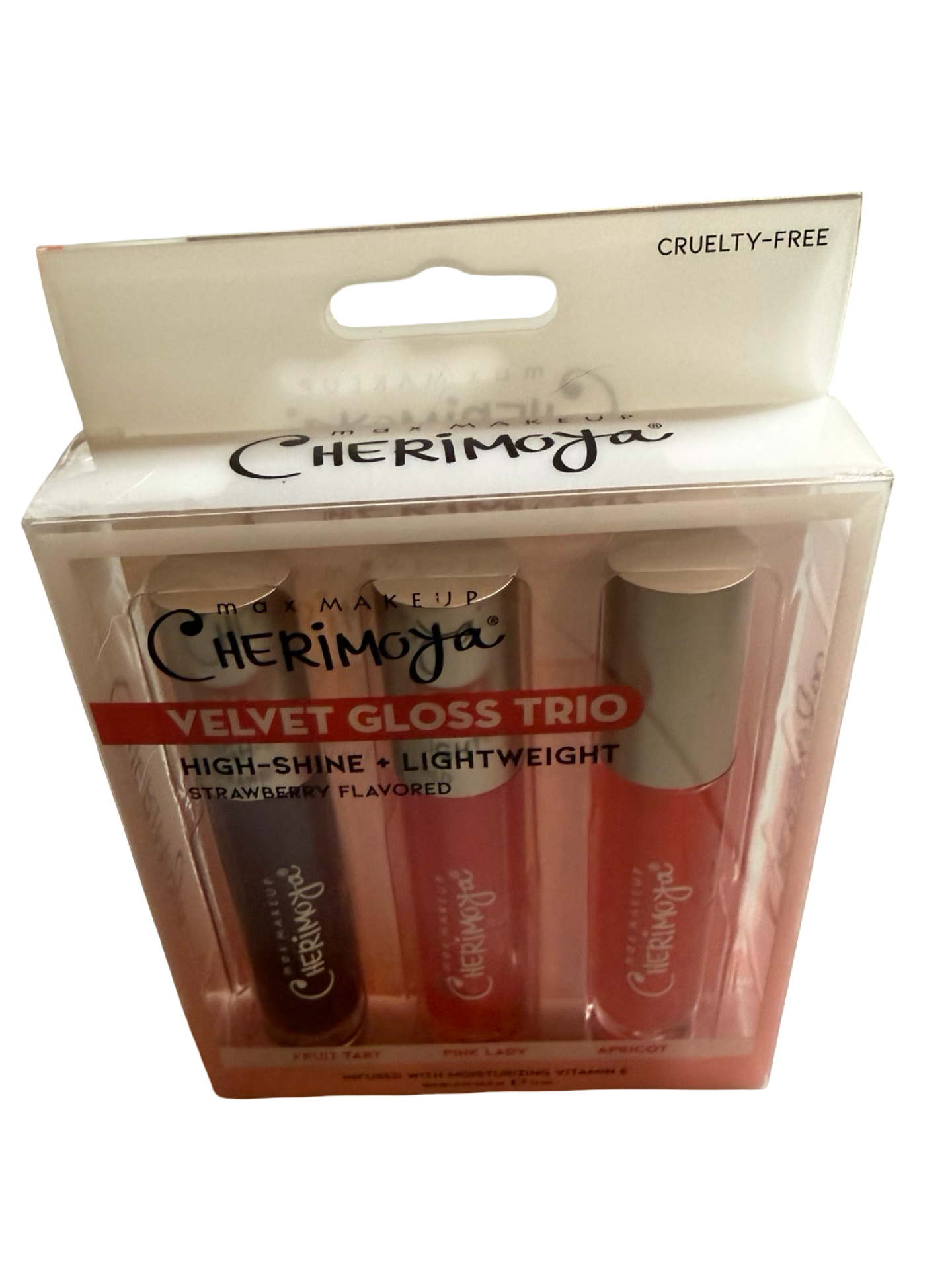 Max Makeup Cherimoya Velvet Gloss Trio High-Shine Strawberry 3-Piece Lip Gloss 2
