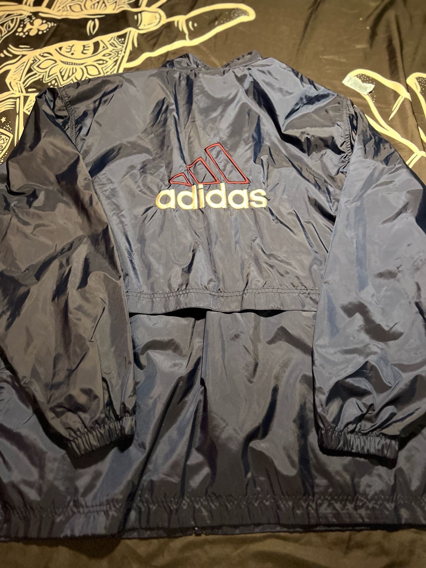 Vintage 90s Adidas Navy Blue Full Zip Windbreaker Jacket with Large Back Logo 2