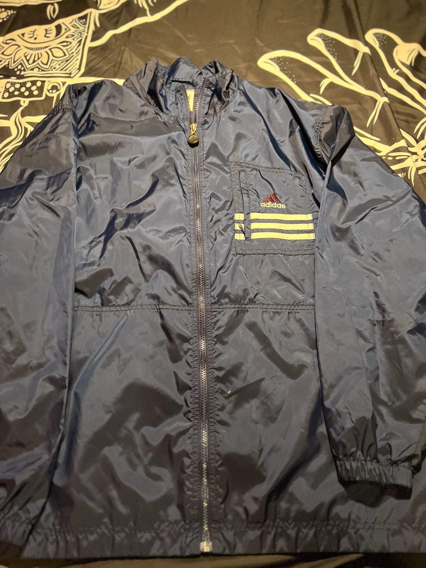 Vintage 90s Adidas Navy Blue Full Zip Windbreaker Jacket with Large Back Logo 5