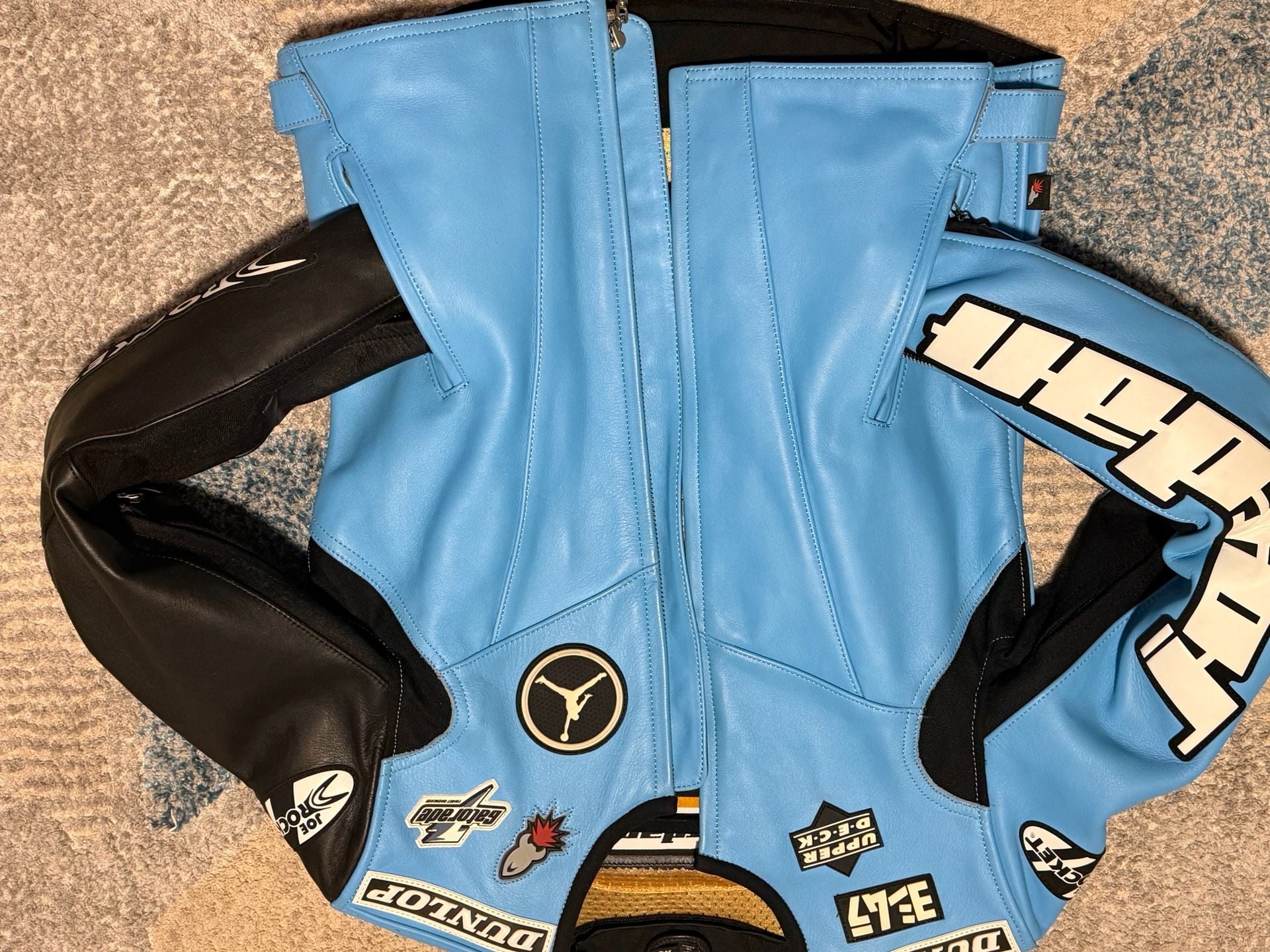 Joe Rocket Jordan Motorsports Leather Motorcycle Jacket Blue/Black 4
