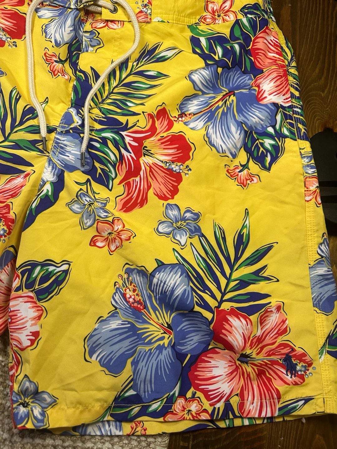 Polo Ralph Lauren Men's Kailua Yellow Hibiscus Floral Print Swim Trunks XXL 3