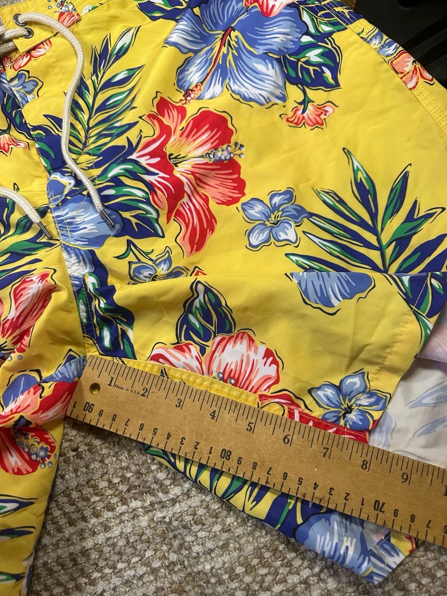 Polo Ralph Lauren Men's Kailua Yellow Hibiscus Floral Print Swim Trunks XXL 4