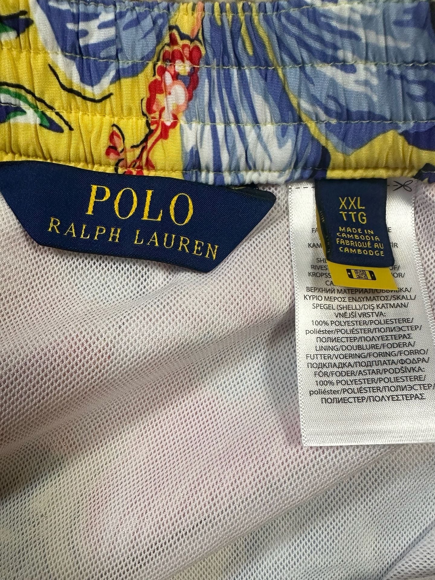 Polo Ralph Lauren Men's Kailua Yellow Hibiscus Floral Print Swim Trunks XXL 6
