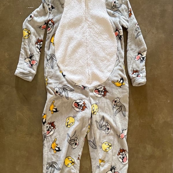 Looney Tunes Bugs Bunny & Friends Fleece Hooded Union Suit One Piece Pajamas