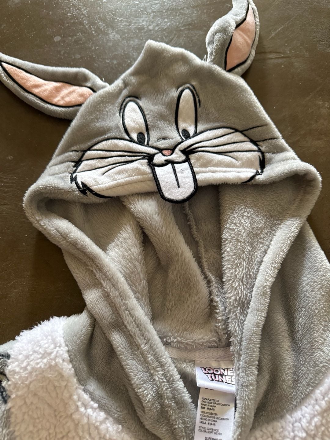 Looney Tunes Bugs Bunny & Friends Fleece Hooded Union Suit One Piece Pajamas 2