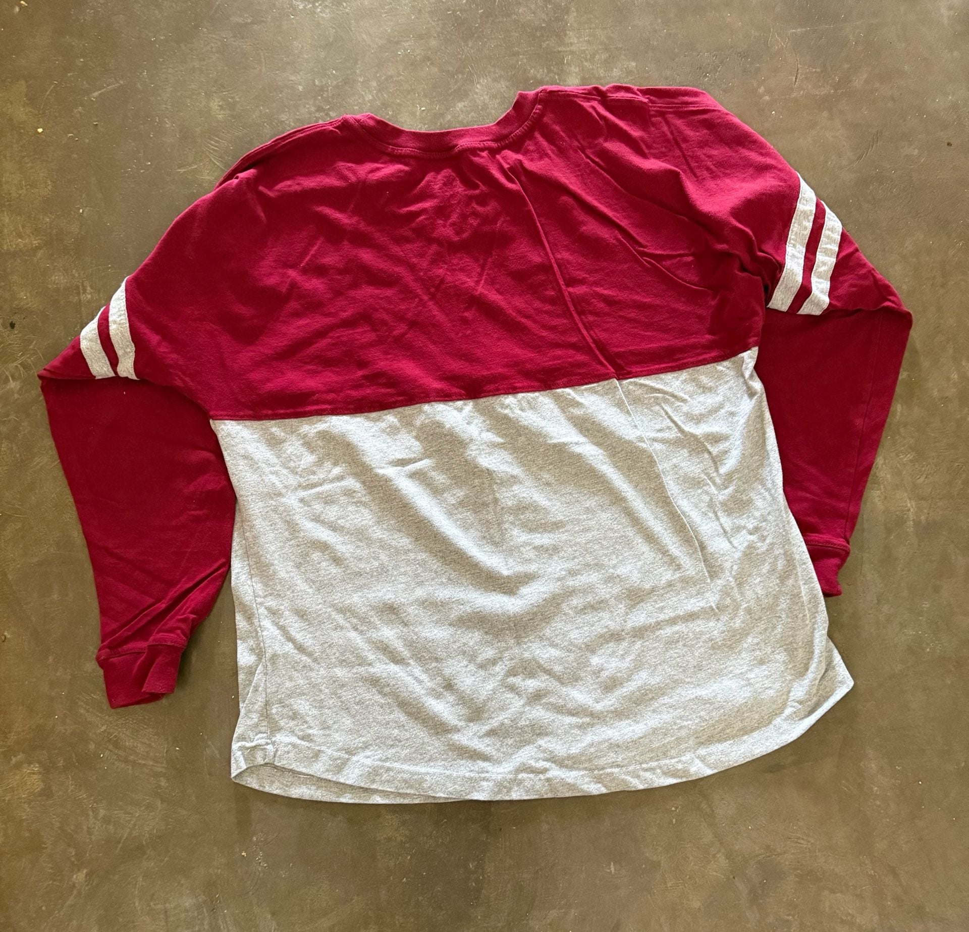 Boxercraft L Maroon and Gray Colorblock Pom Pom Jersey Long Sleeve Shirt 4
