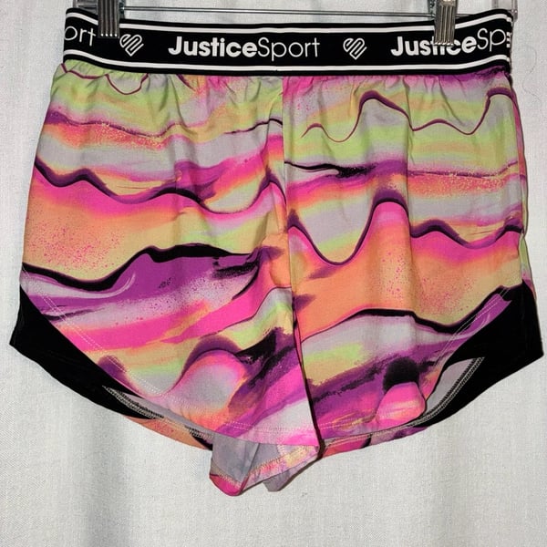 Justice Sport Girls Multicolor Abstract Print Running Shorts Size XL (16/18)