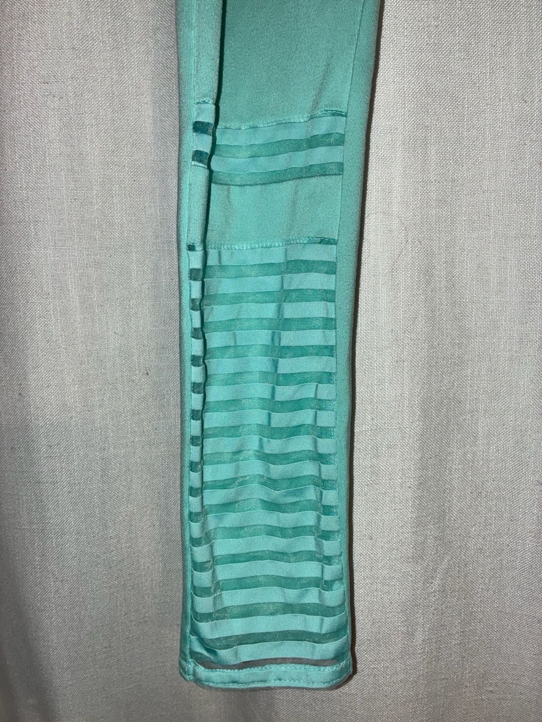 Justice Active Girls Mesh Moto Stripe Leggings Size 14/16 Aqua Mint 3