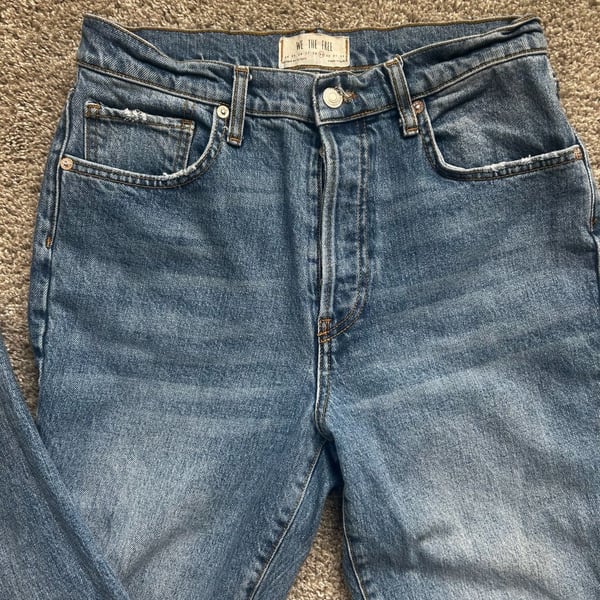 Free People We The Free Size 29 Button-Fly Distressed Straight Leg Jeans