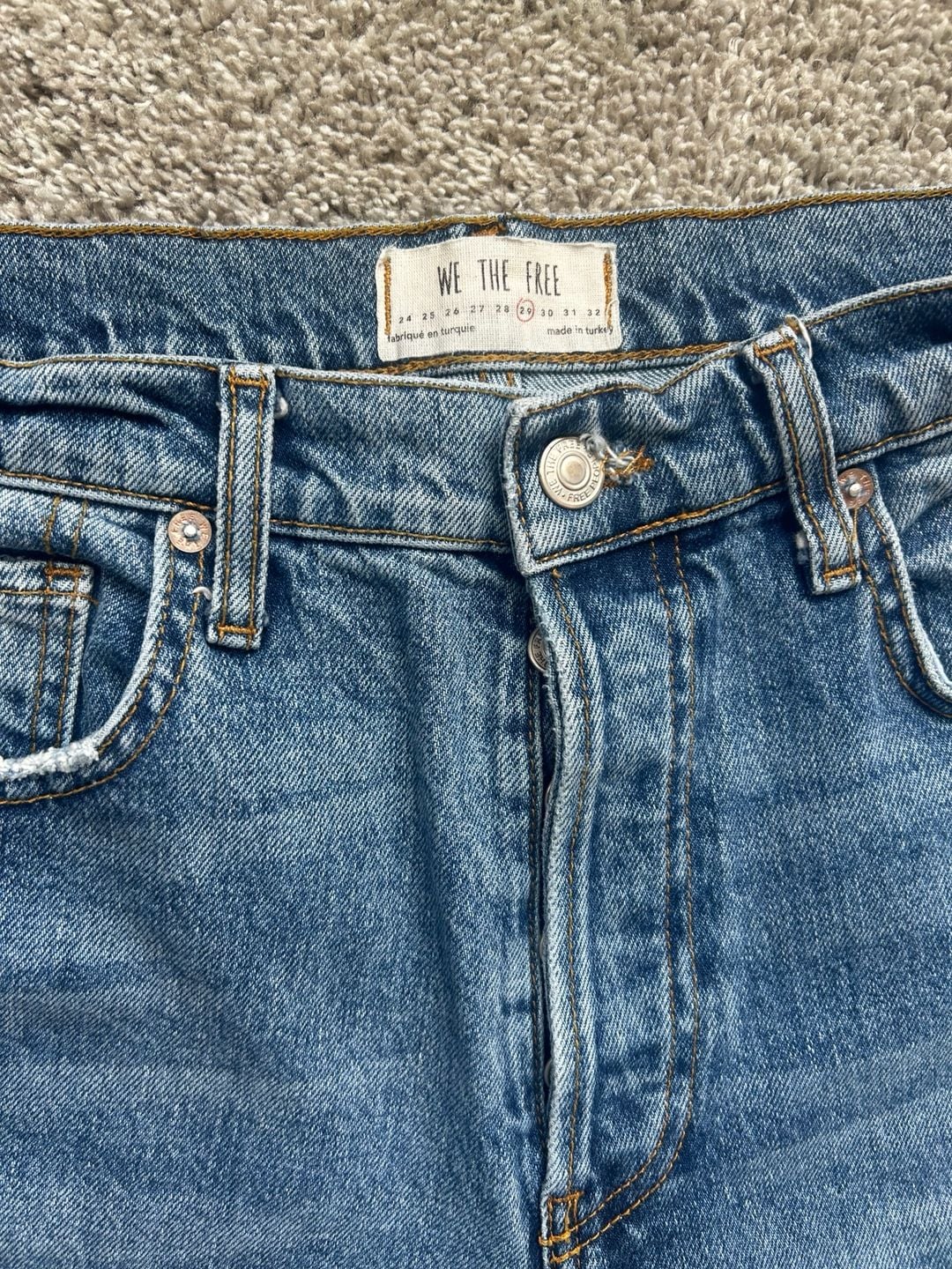 Free People We The Free Size 29 Button-Fly Distressed Straight Leg Jeans 2