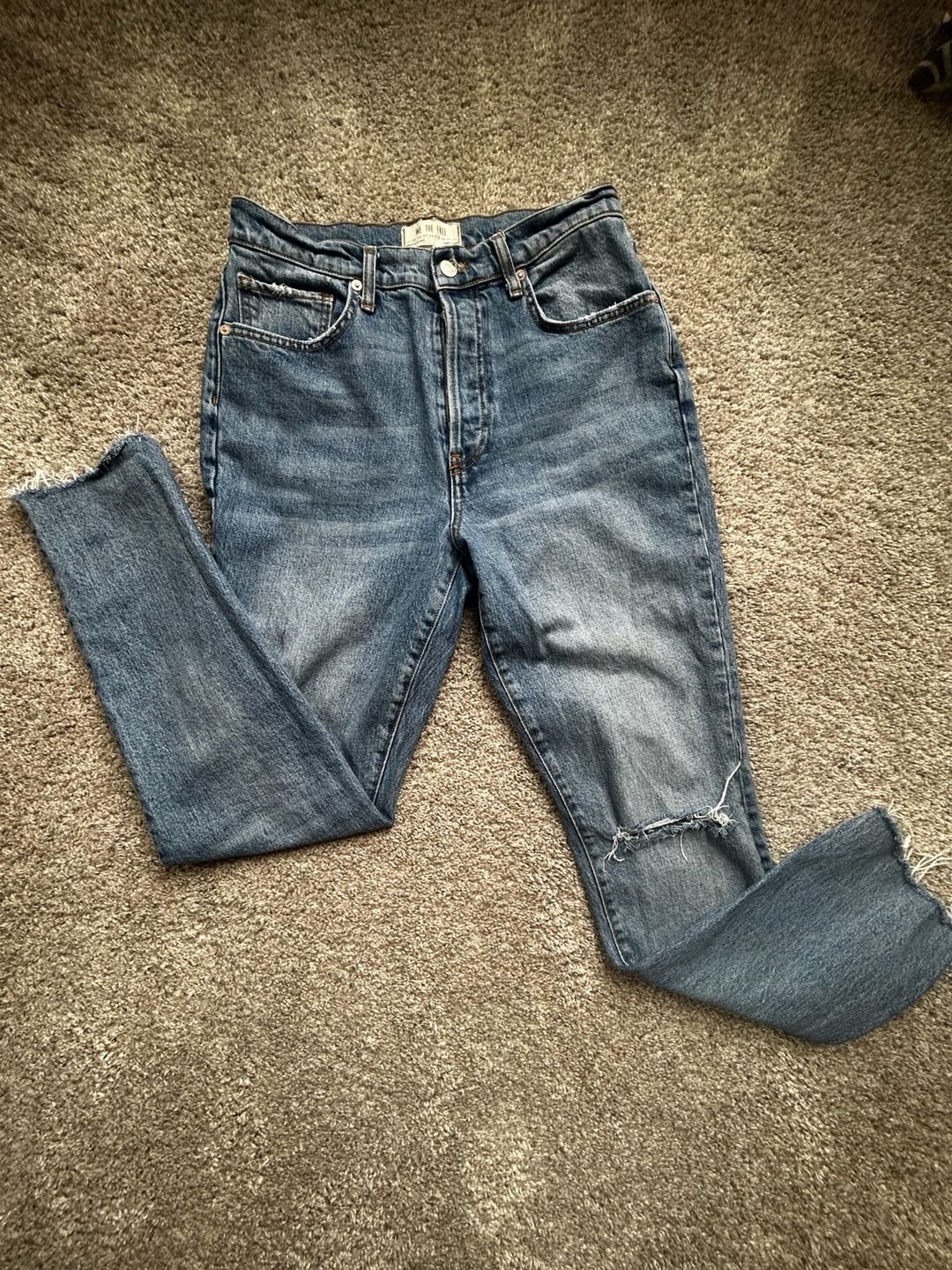Free People We The Free Size 29 Button-Fly Distressed Straight Leg Jeans 3
