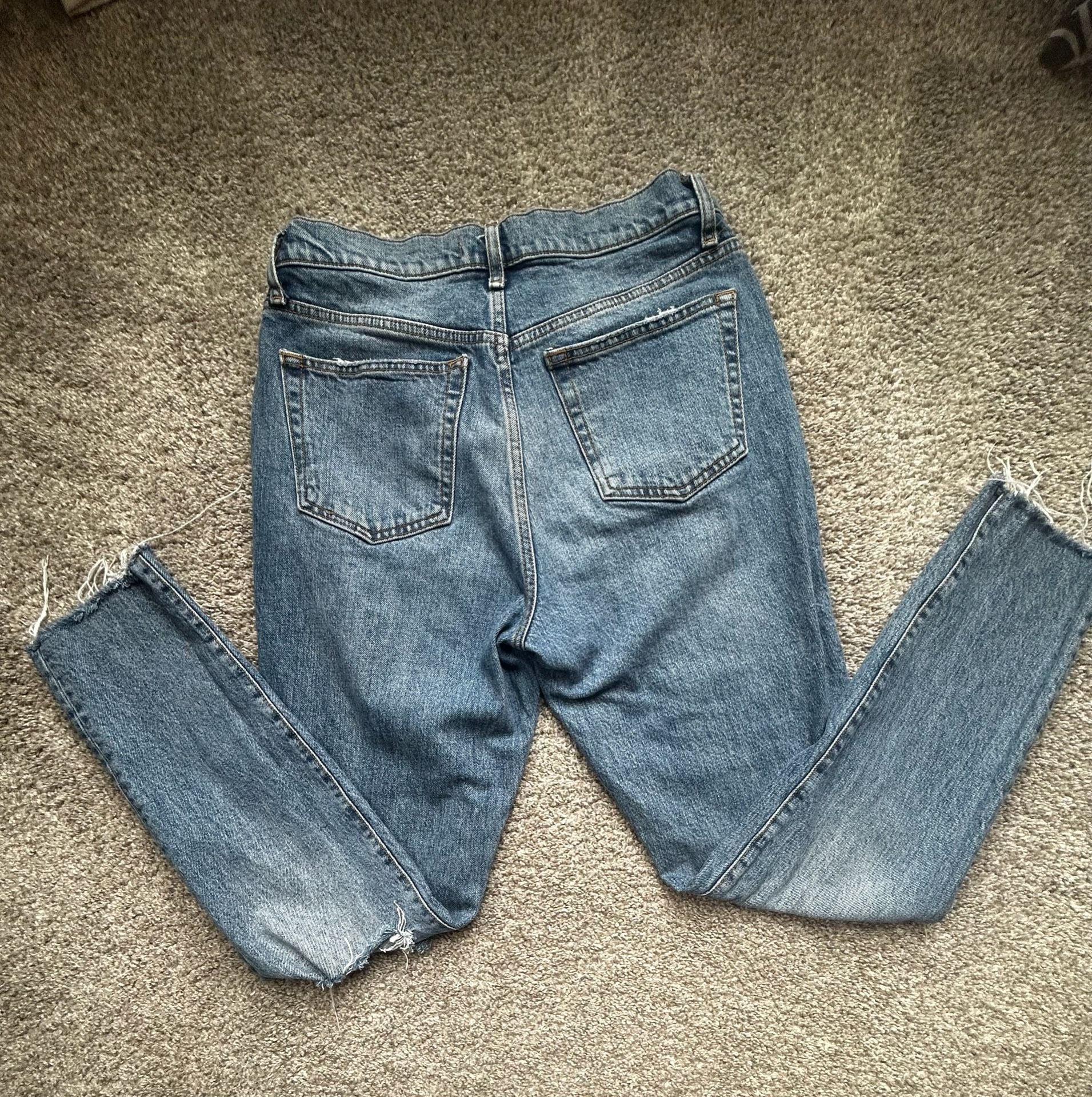 Free People We The Free Size 29 Button-Fly Distressed Straight Leg Jeans 5