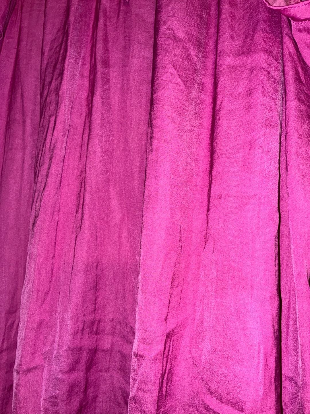 Maison d'Amélie Paris Magenta Pink Smocked Flutter Sleeve Tie Neck Blouse 6