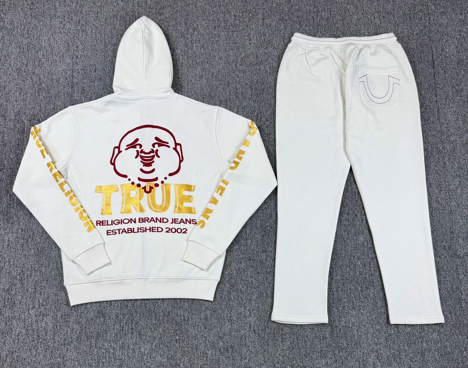 True Religion Men's World Tour Logo Full-Zip Fleece Hoodie and Jogger Sweatpants Set 8