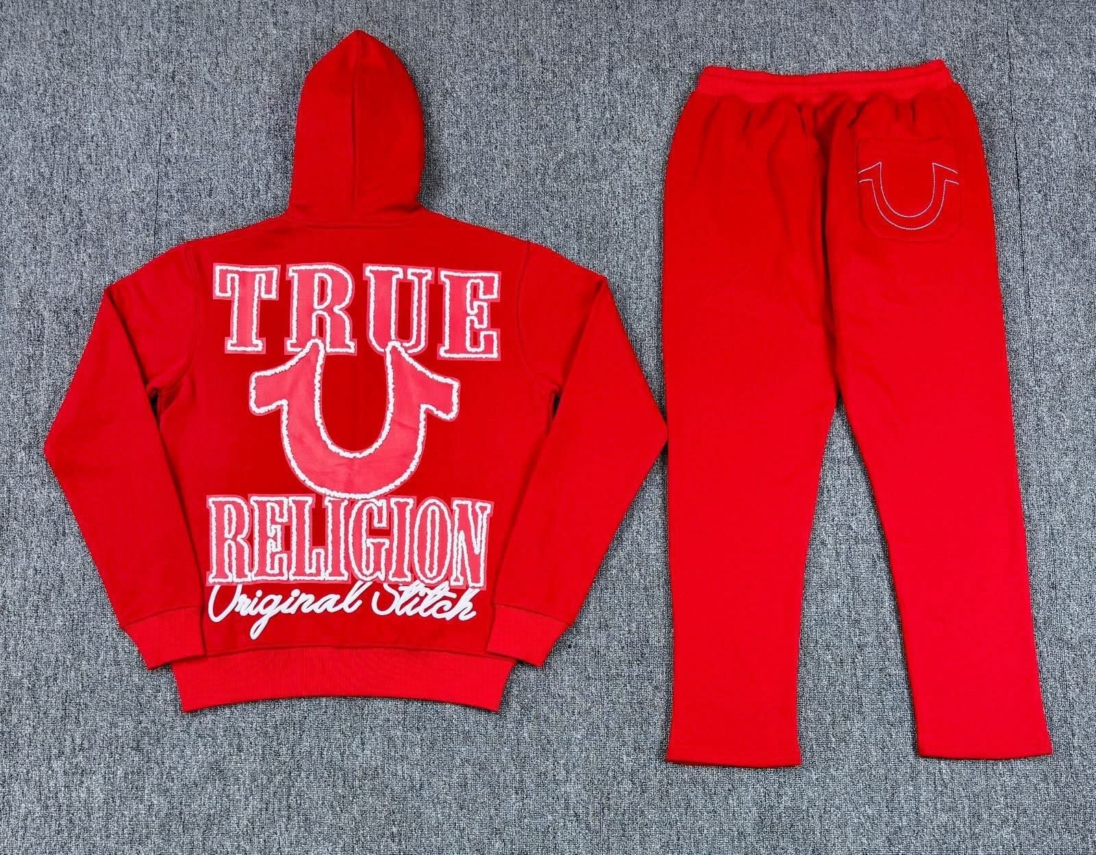 True Religion Men's World Tour Logo Full-Zip Fleece Hoodie and Jogger Sweatpants Set 9