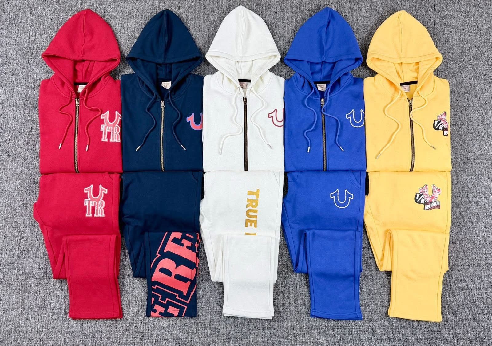 True Religion Men's World Tour Logo Full-Zip Fleece Hoodie and Jogger Sweatpants Set 11