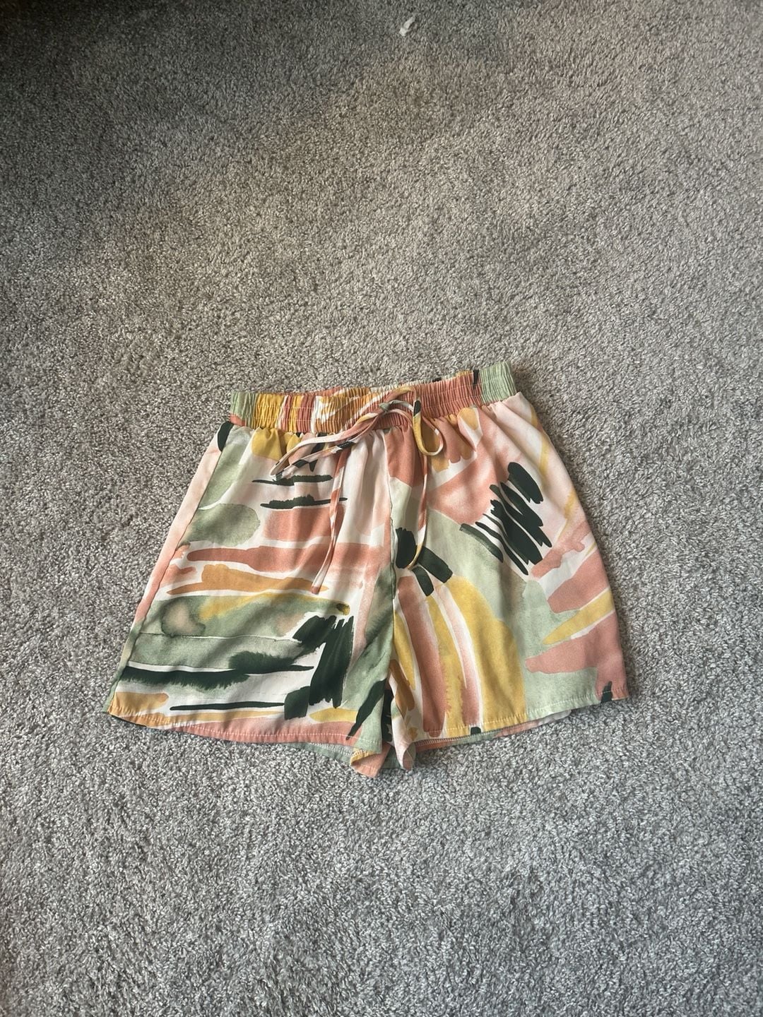 SHEIN Abstract Painterly Print High Waisted Shorts with Drawstring 2