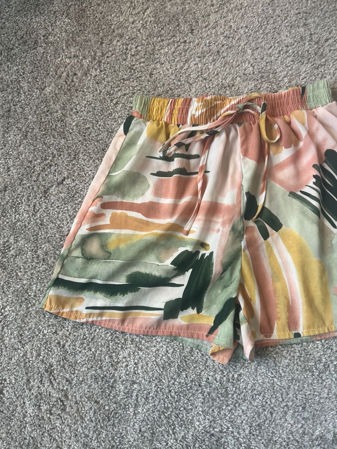 SHEIN Abstract Painterly Print High Waisted Shorts with Drawstring 3