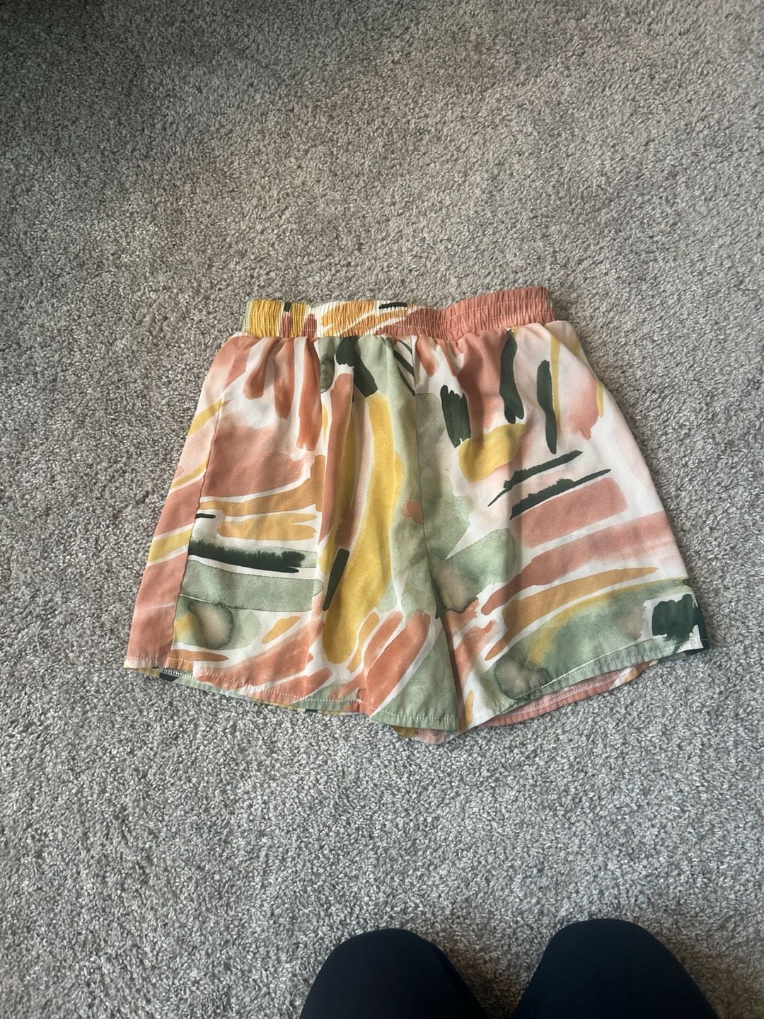 SHEIN Abstract Painterly Print High Waisted Shorts with Drawstring 5