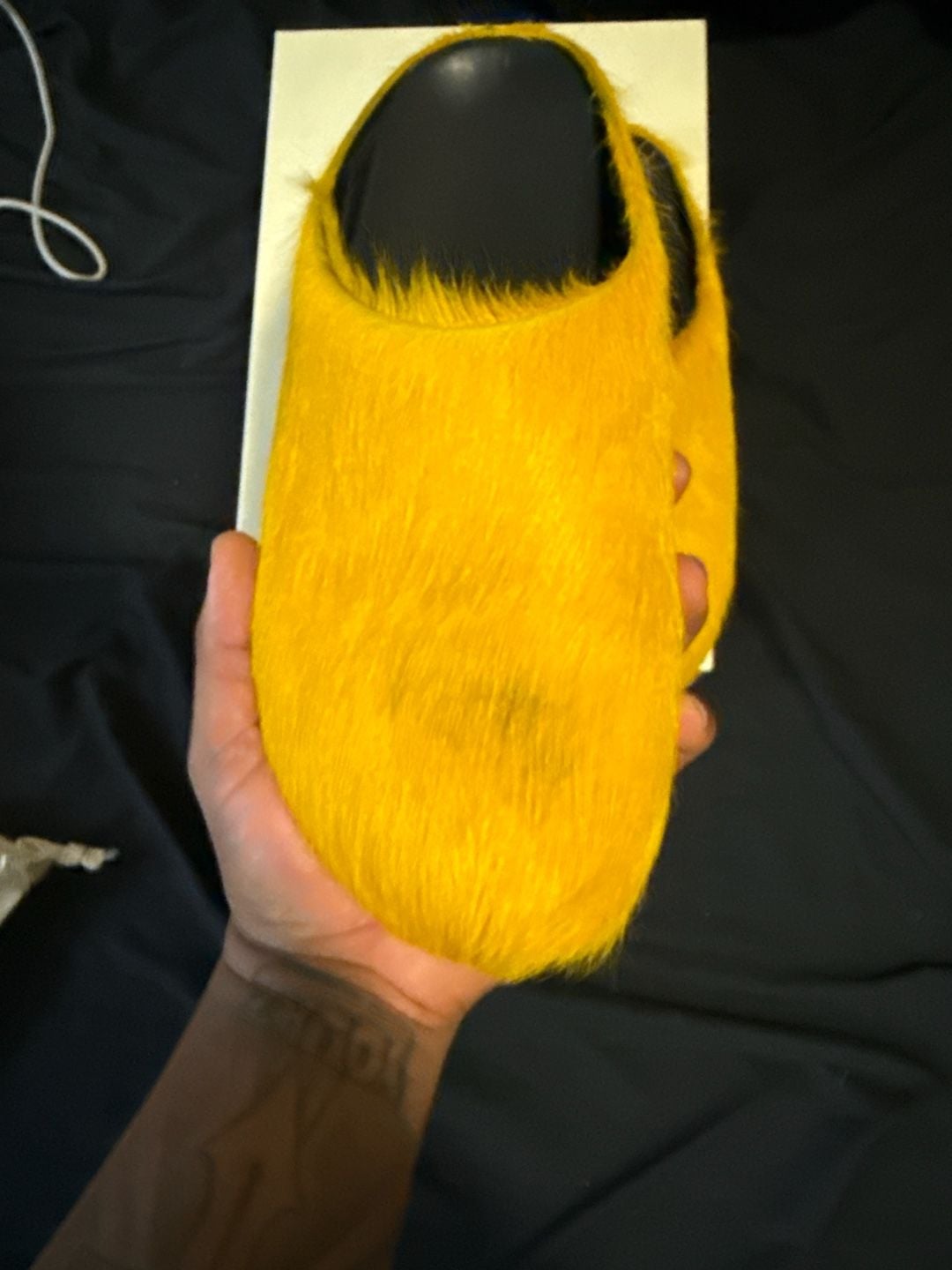 Marni Fussbett Sabot Curry Yellow Calf Hair Clogs 7