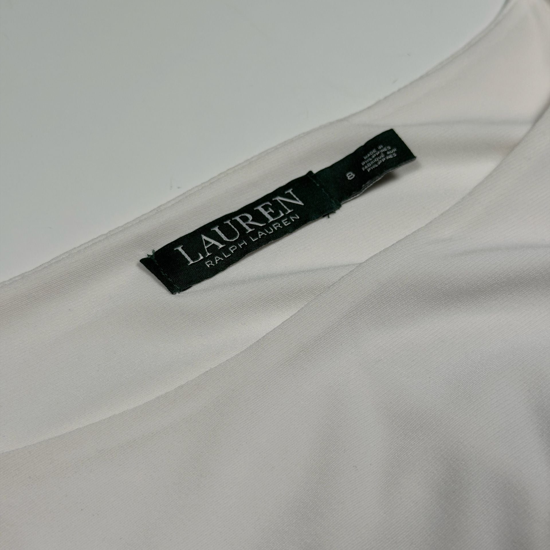 Lauren Ralph Lauren Navy and White Colorblock Ruched Sheath Dress Size 8 5