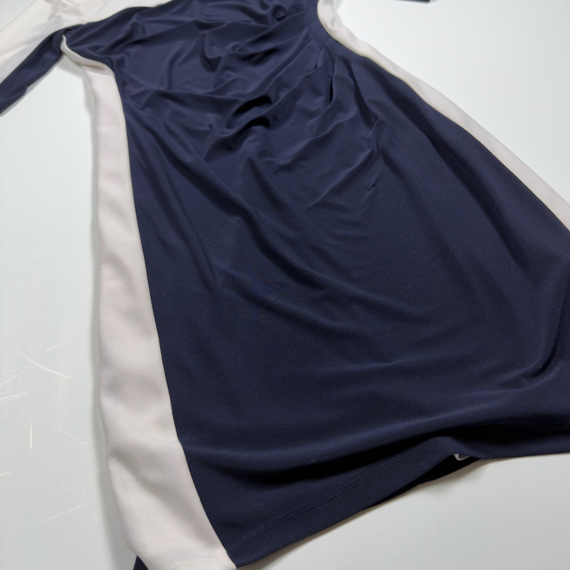 Lauren Ralph Lauren Navy and White Colorblock Ruched Sheath Dress Size 8 6