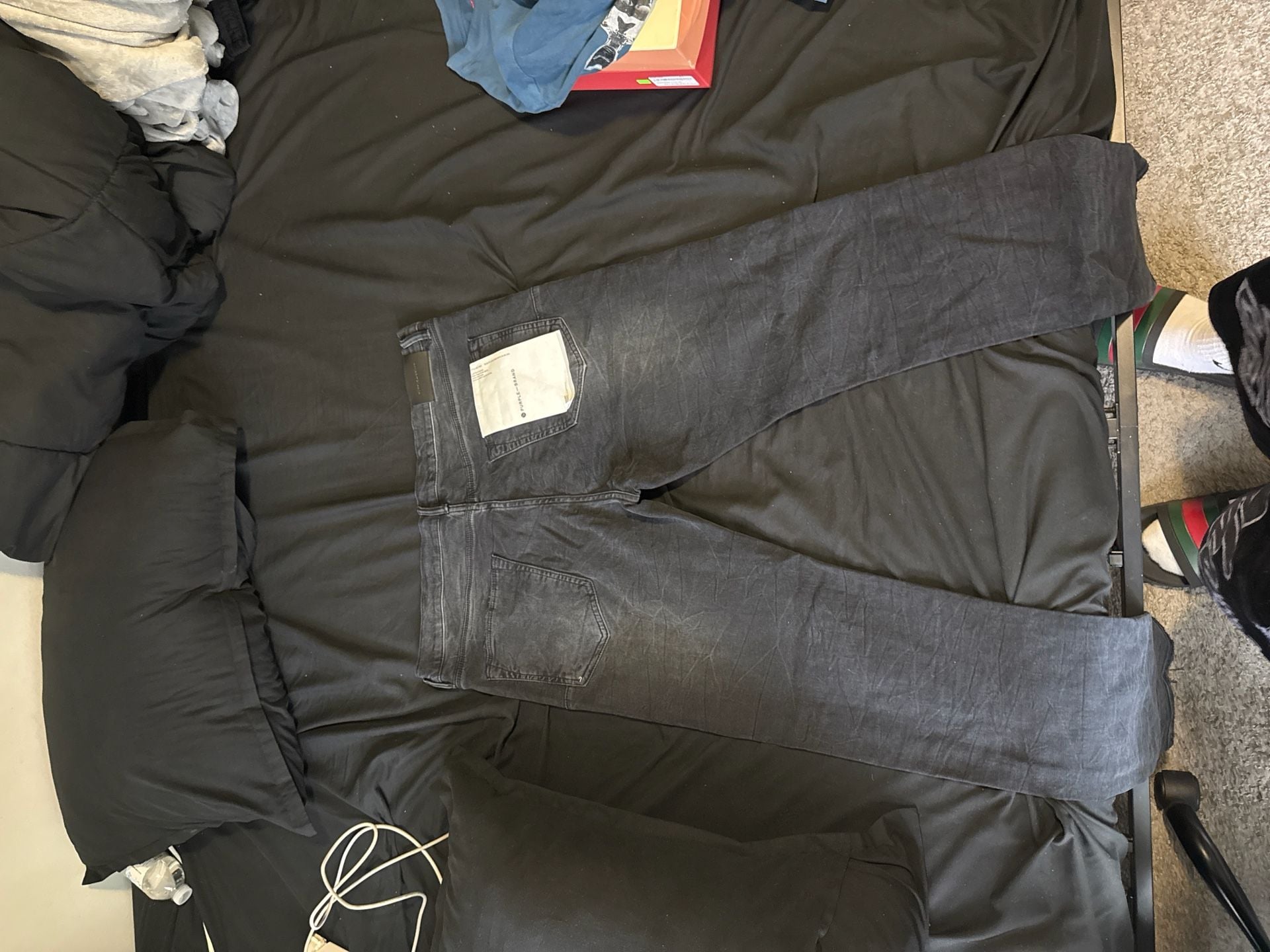 Purple Brand P001 Low Rise Slim Jeans Black Oil Wash 2