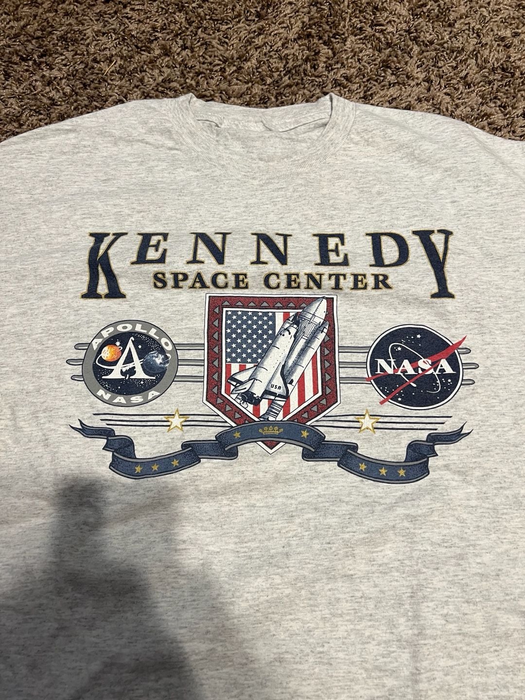 Vintage 90s NASA Kennedy Space Center Apollo Space Shuttle T-Shirt Heather Grey 3