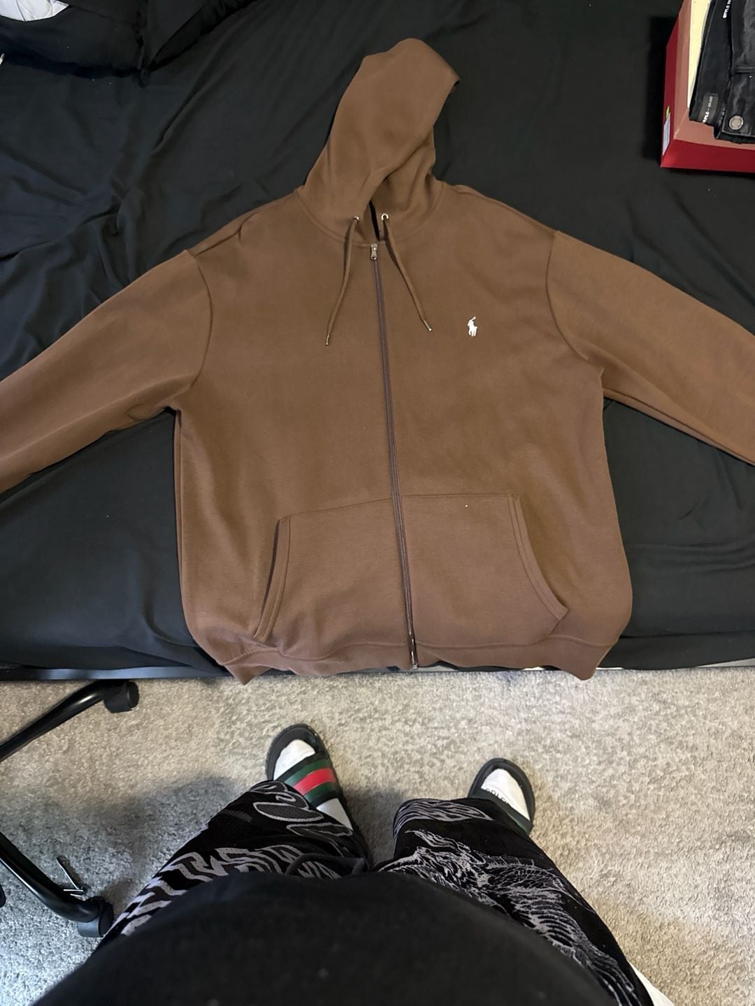 Polo Ralph Lauren Brown DoubleKnit FullZip Hoodie,Jogger Sweatpants set brown 1