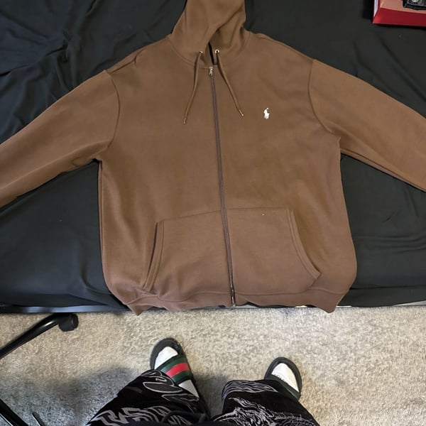 Polo Ralph Lauren Brown DoubleKnit FullZip Hoodie,Jogger Sweatpants set brown 