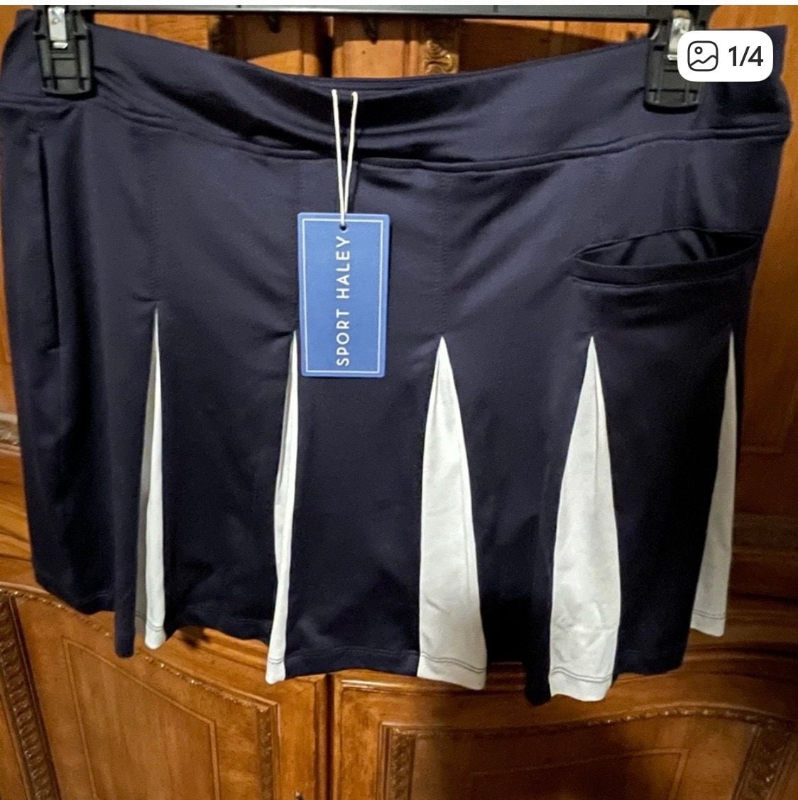 Sport Haley Women's Navy and White Pleated Golf Skort with Inner Shorts 2