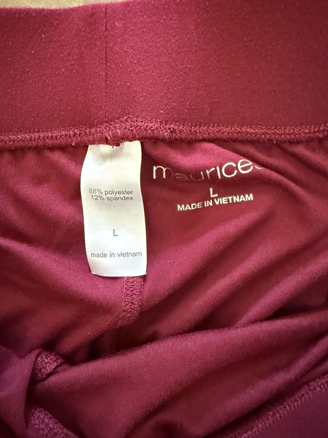 maurices Women's Burgundy Stretch Knit Leggings Size Large 3