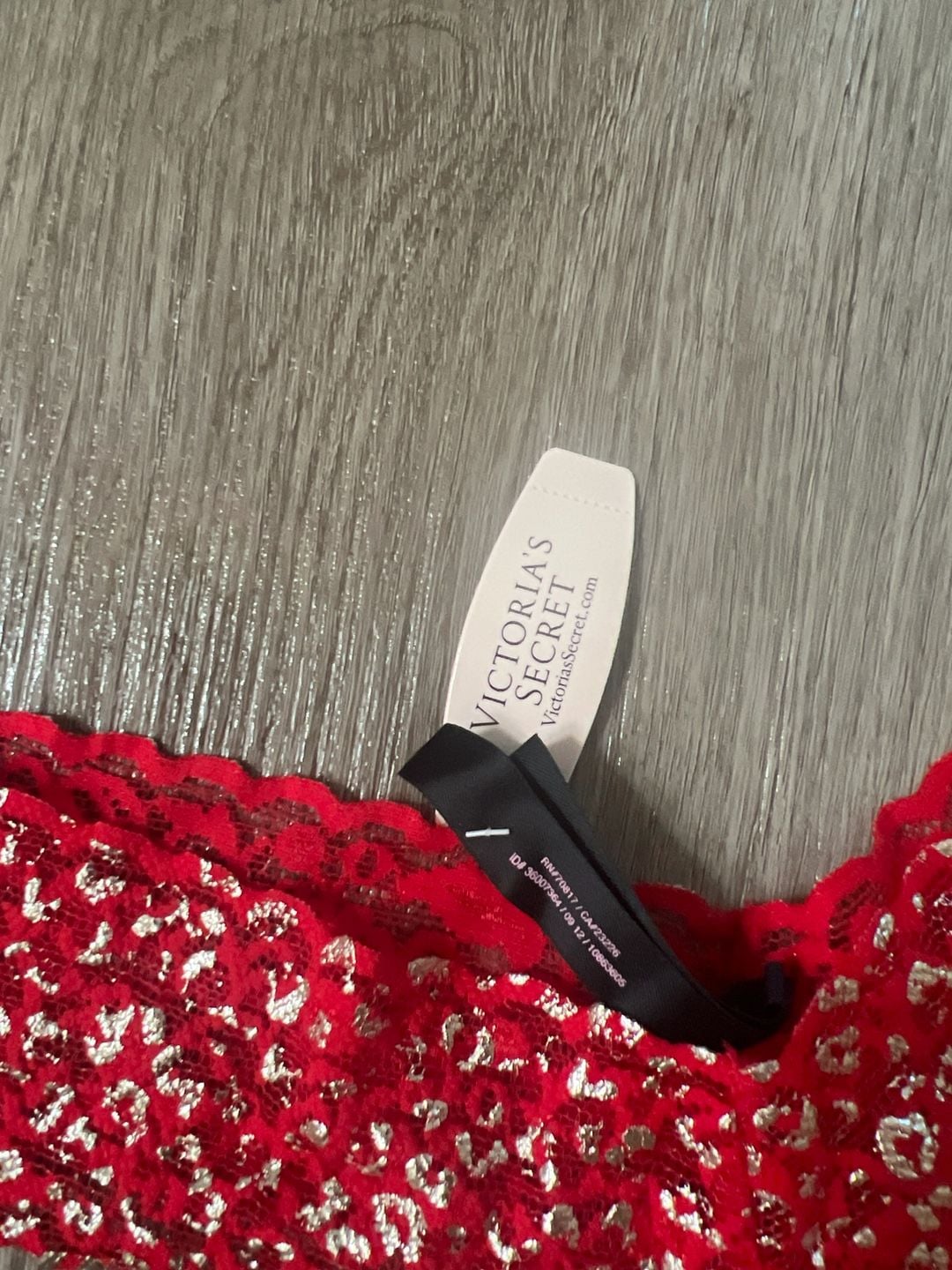 Vintage Victoria's Secret One Size V-String Lace Thong Red Leopard Print 7