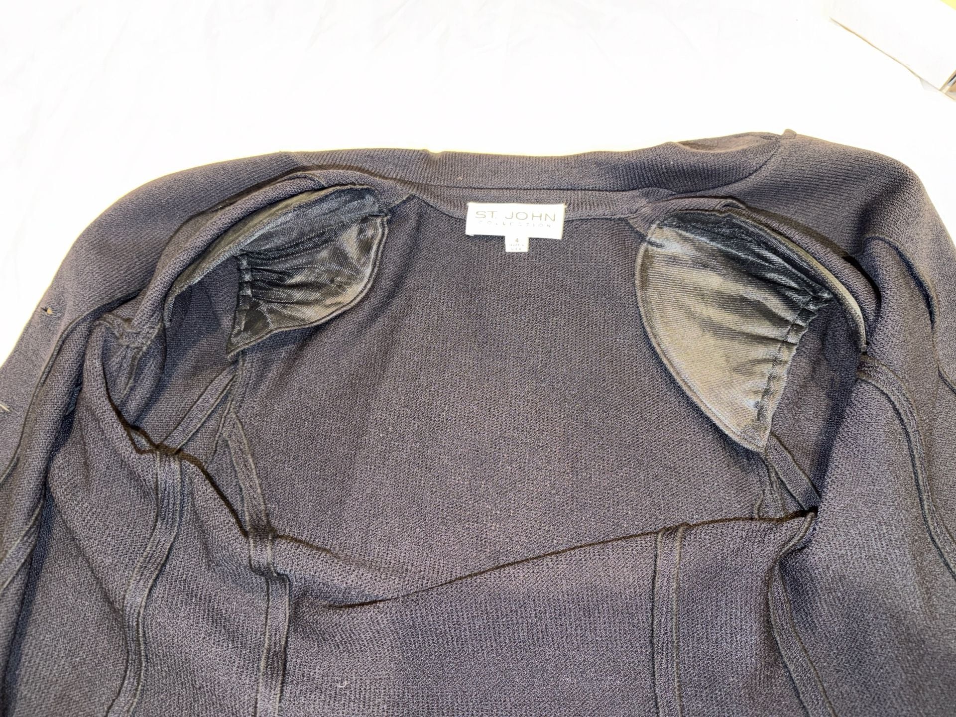 St. John Collection Santana Knit Notch Collar Button-Up Blazer Jacket 9
