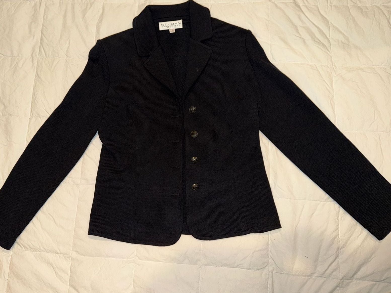 St. John Collection Santana Knit Notch Collar Button-Up Blazer Jacket 4