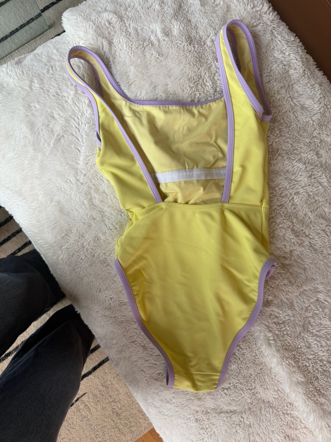 LainSnow Ocean Isle Ribbed One Piece Swimsuit in Lemon/Lilac - XS 4